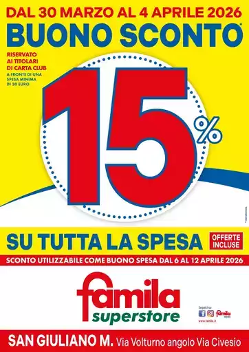 BUONO SCONTO 15% su tutta la spesa!