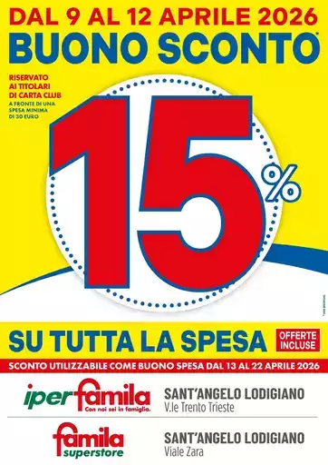 BUONO SCONTO 15% su tutta la spesa! BUONO SCONTO 15% su tutta la spesa!
