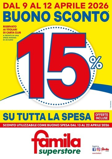 BUONO SCONTO 15% su tutta la spesa!
