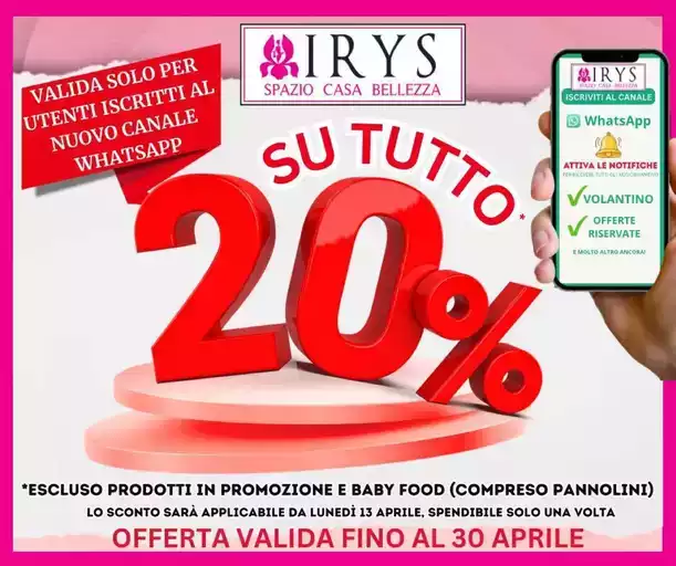 Su tutto 20% Su tutto 20%