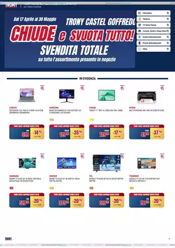 TRONY - VOLANTINO - Informatica TV Telefonia e Elettrodomestici online