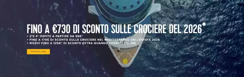 Fino a 730€ di sconto sulle crociere del 2026