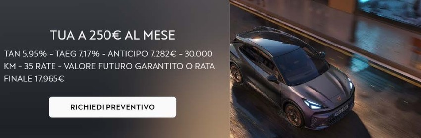 Tua a 205 euro al mese Tua a 205 euro al mese