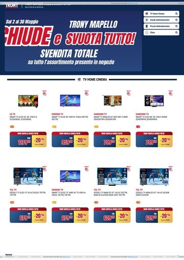 TRONY - VOLANTINO - Informatica TV Telefonia e Elettrodomestici online