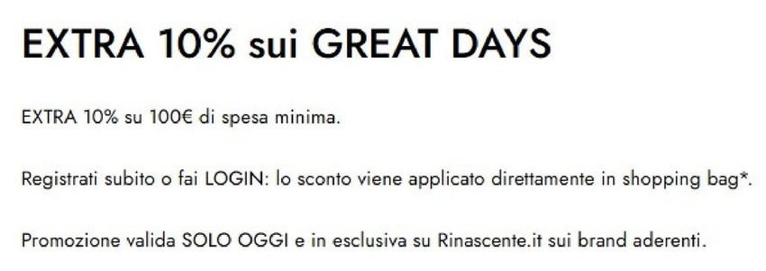 Extra 10% sui GREAT DAYS