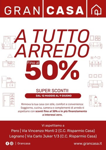 A tutto arredo fino al 50% A tutto arredo fino al 50%