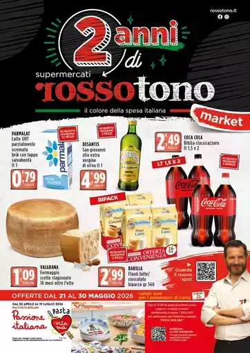 2 anni di supermercati rossotono