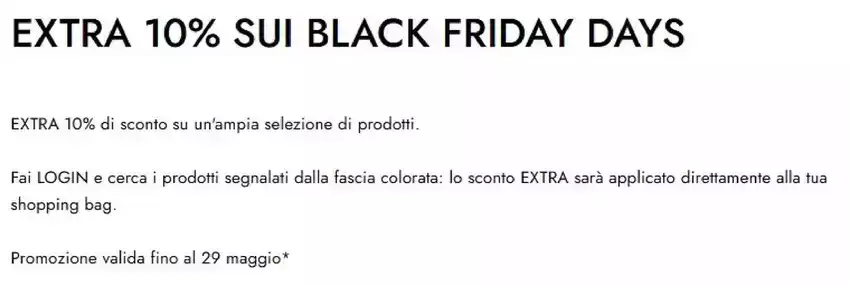 Extra 10% sui black friday days