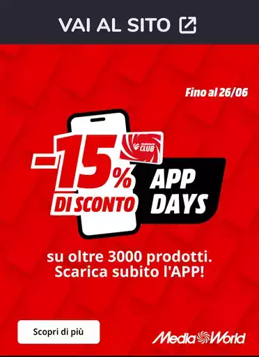 -15% di sconto APP DAYS -15% di sconto APP DAYS