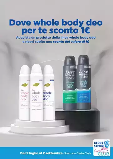 Dove whole body deo per te sconto 1euro Dove whole body deo per te sconto 1euro