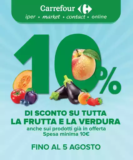 10% di sconto su tutta la frutta e verdura 10% di sconto su tutta la frutta e verdura