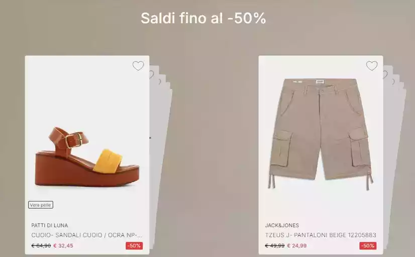 Saldi fino al -50% Saldi fino al -50%